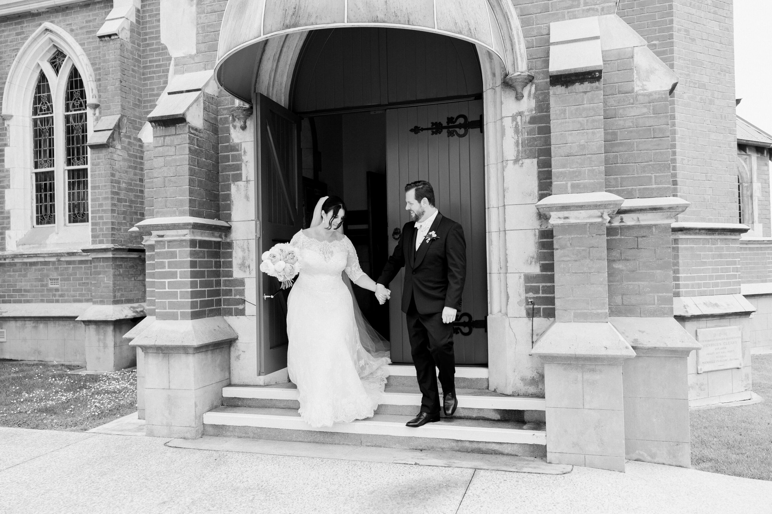 Bride and Groom exiting Church Wedding Auckland