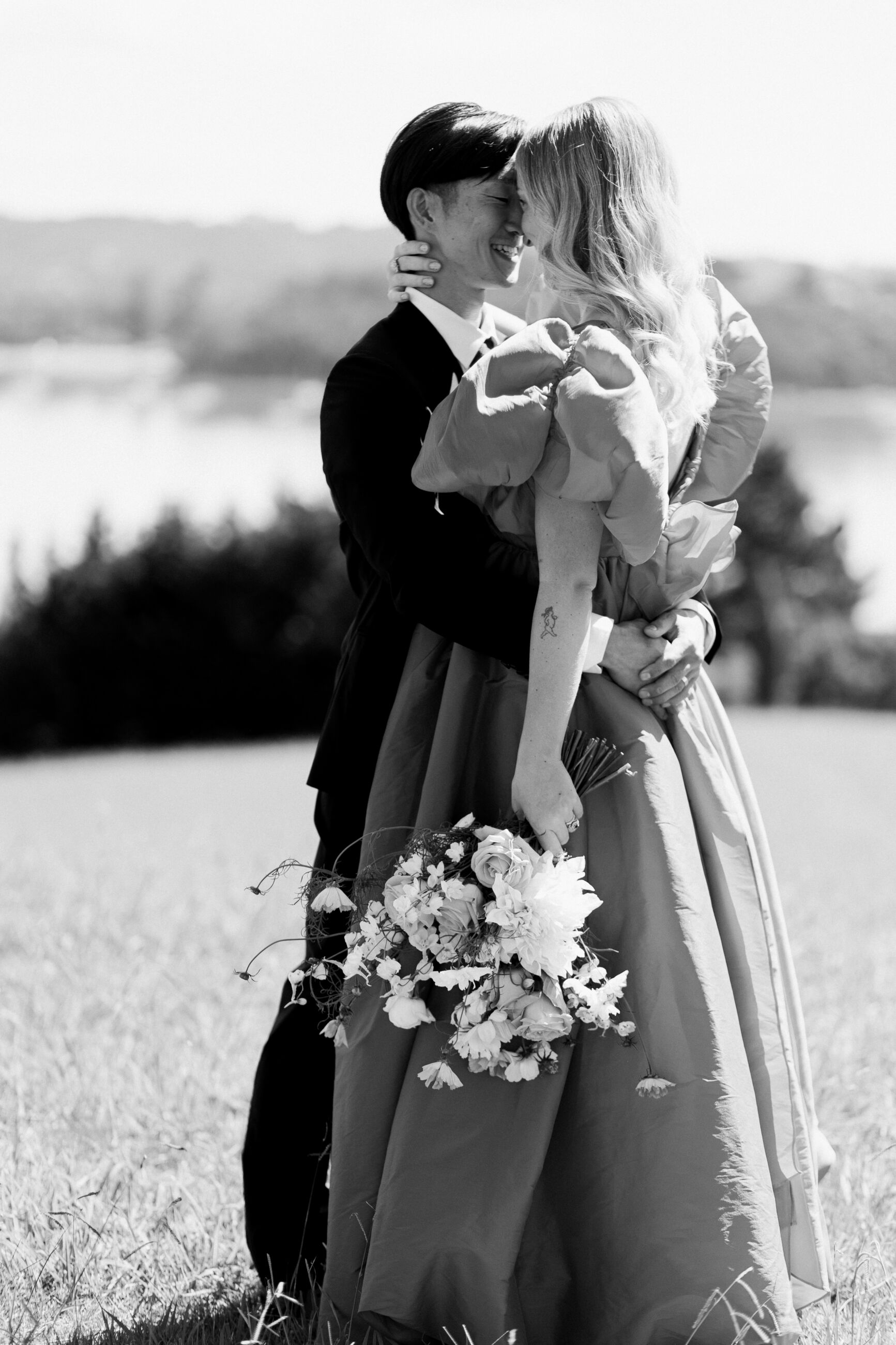 Waiheke Island Wedding Pink Wedding Dress