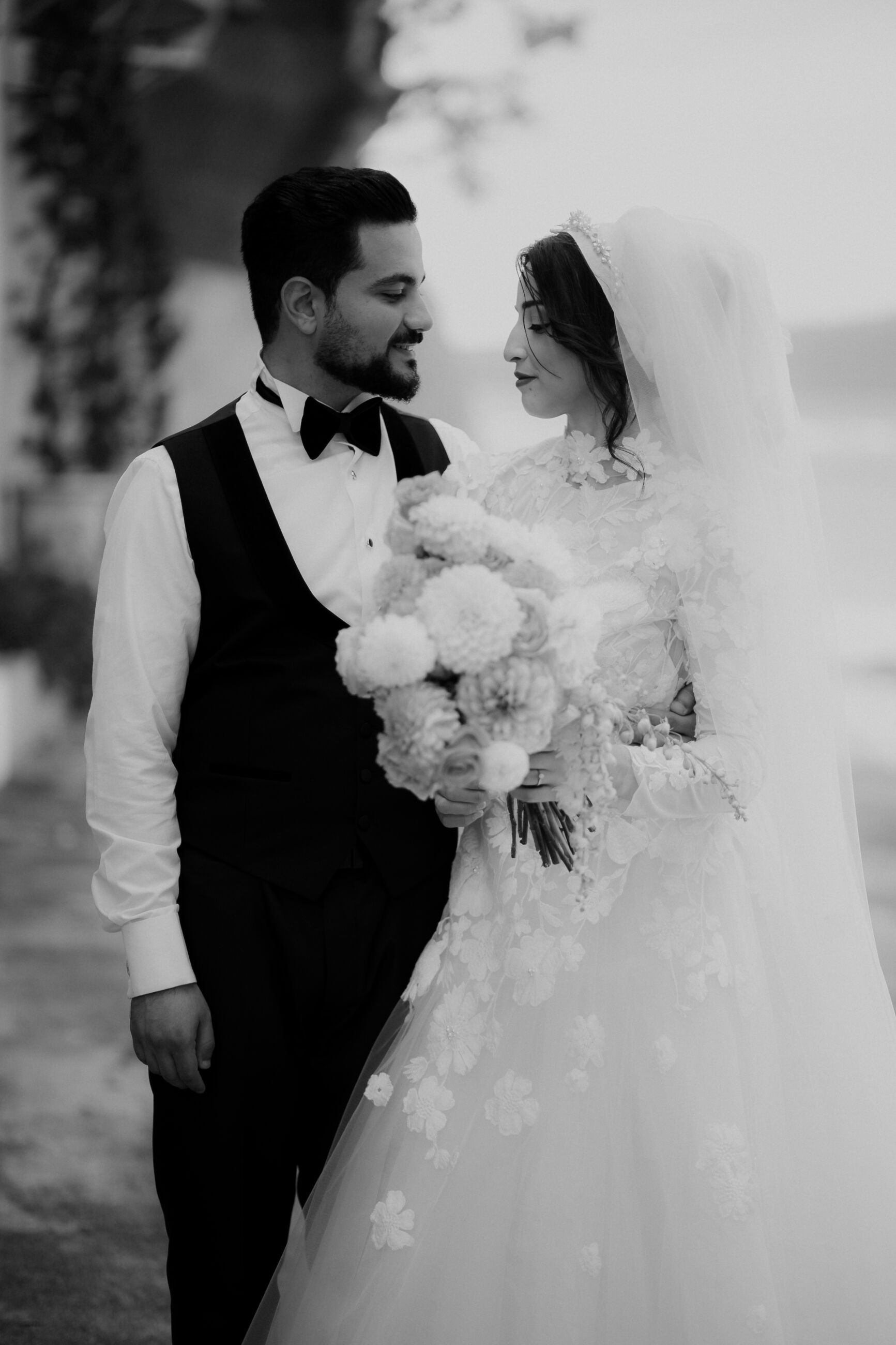 Muslim couple at the beach on their wedding day